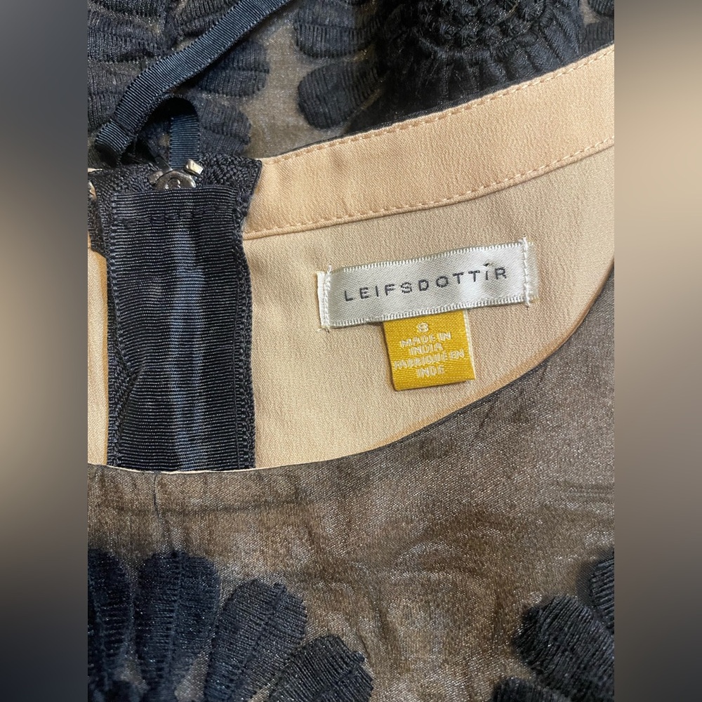 Leifsdottir Fit & Flare Sleeveless Sheer Black Dress with Tan Lining - Picture 5 of 16